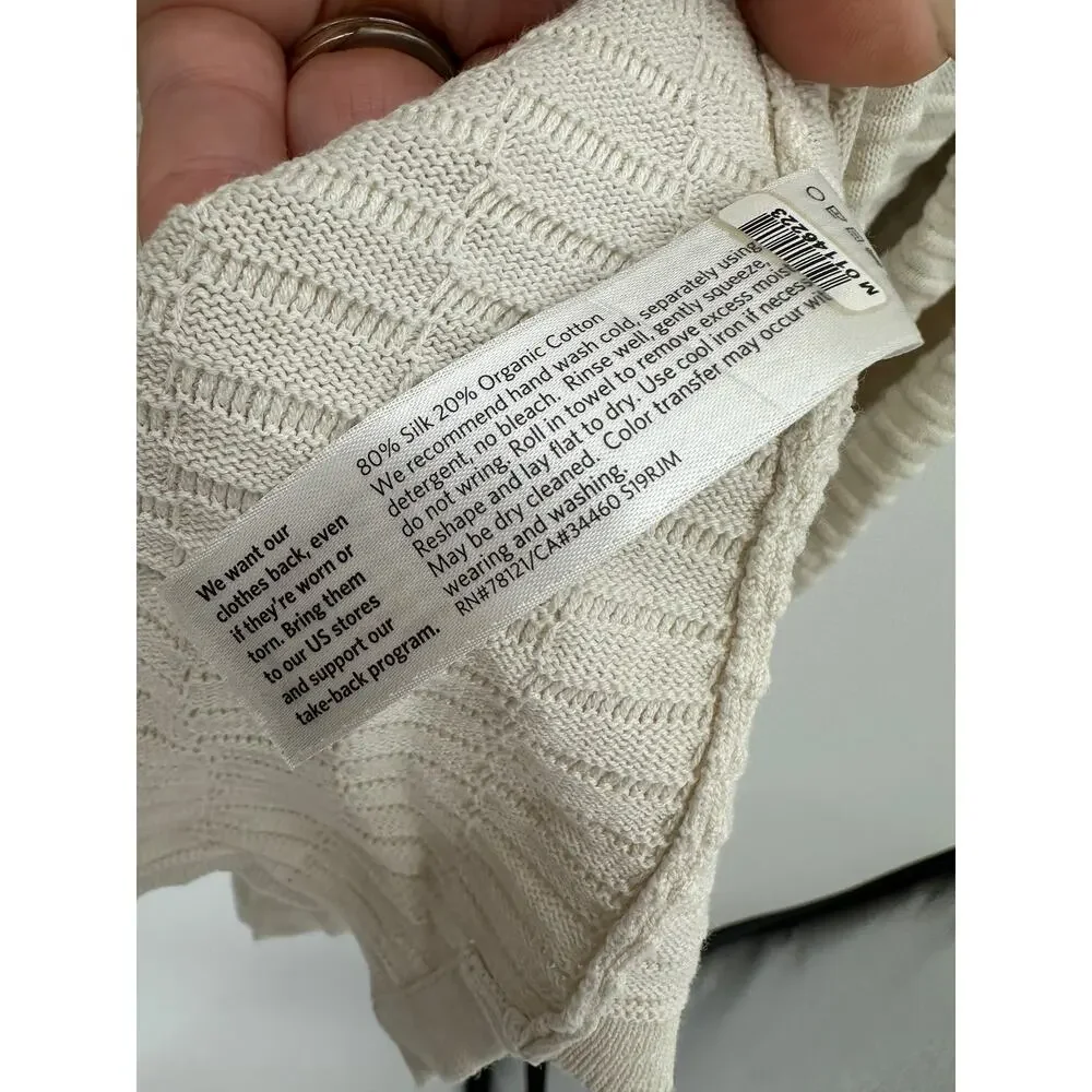Eileen Fisher Womens Cream Knit Cardigan Sweater Size M Silk Blend Sustainable - Picture 7 of 7